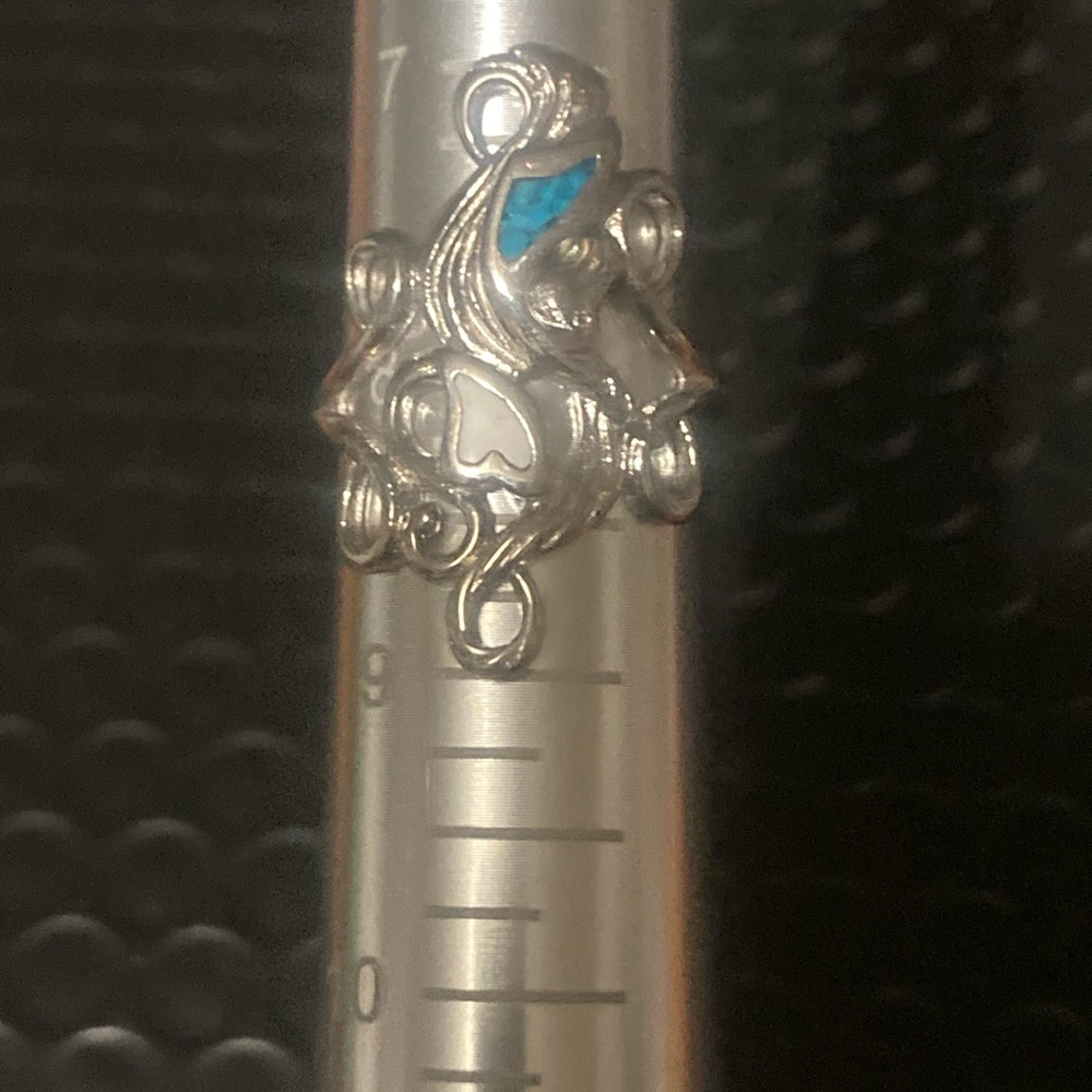 Silver and Blue Women's Ring 8